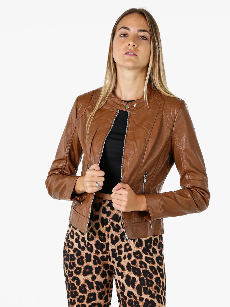 Giacca in ecopelle da donna - cuoio