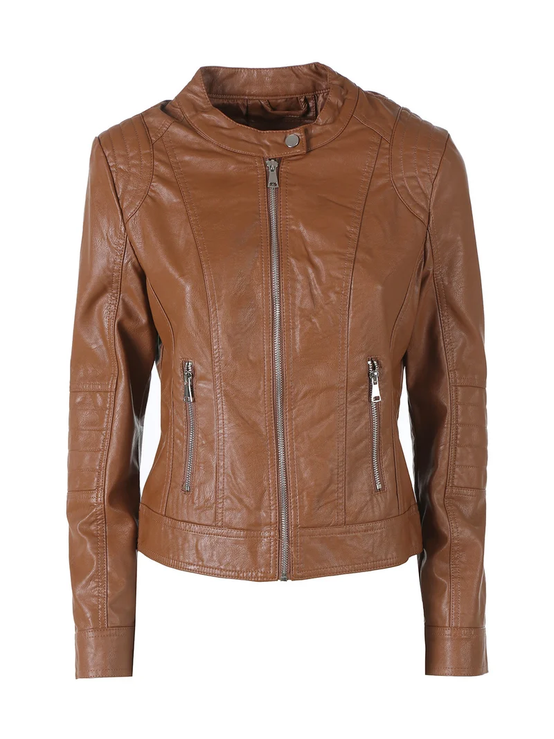 Giacca in ecopelle da donna - cuoio