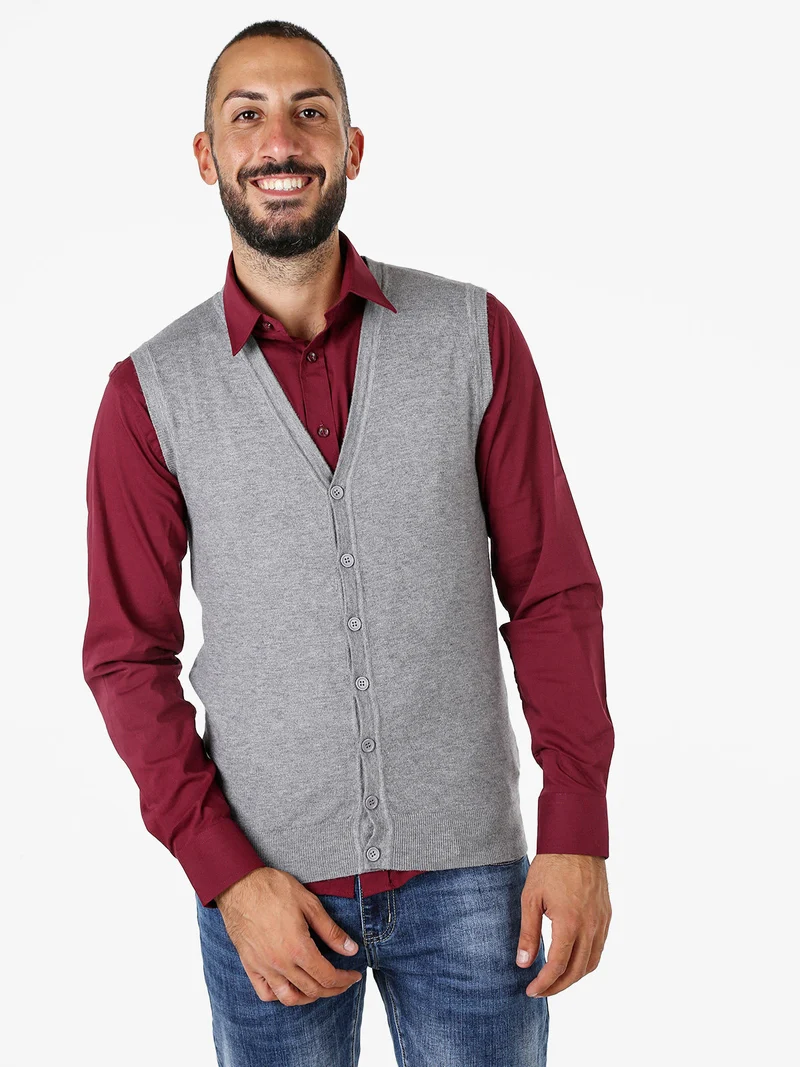 Gilet da uomo in maglia con bottoni - grigio