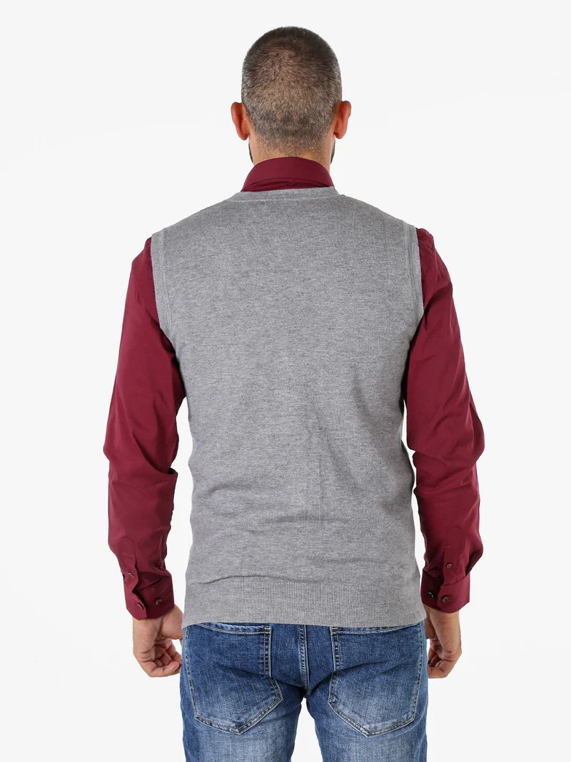 Gilet da uomo in maglia con bottoni - grigio