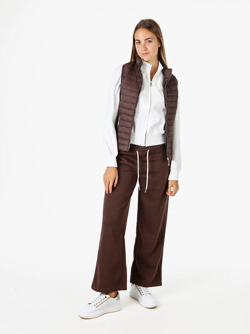 Gilet donna imbottito con chiusura zip - moro