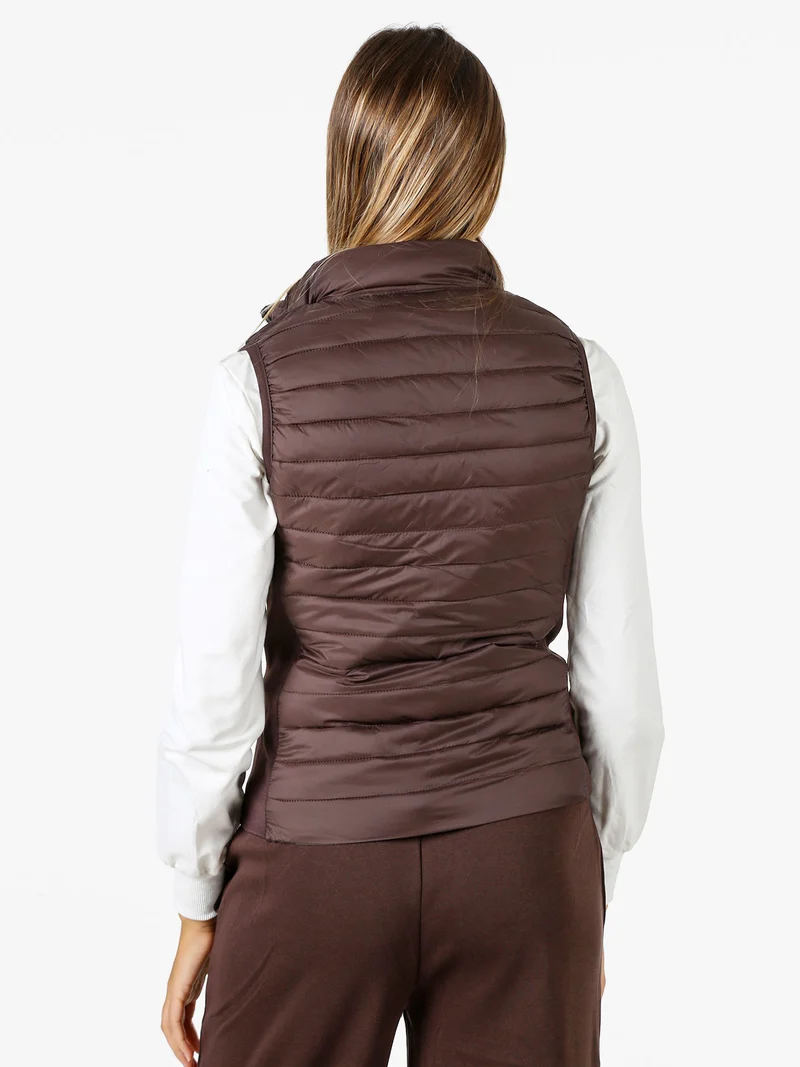 Gilet donna imbottito con chiusura zip - moro