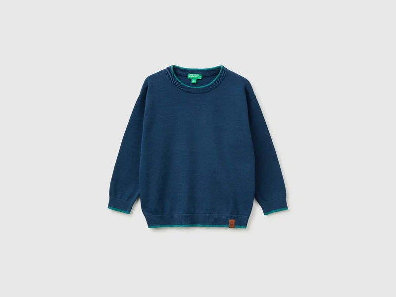 Pullover aus 100 % Baumwolle mit kontrastierenden Kanten