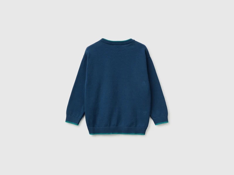 Pullover aus 100 % Baumwolle mit kontrastierenden Kanten