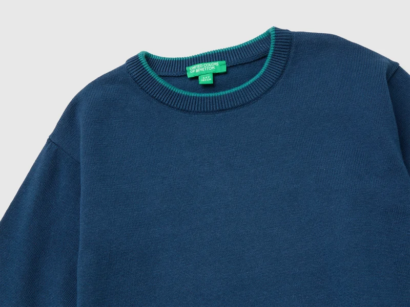 Pullover aus 100 % Baumwolle mit kontrastierenden Kanten