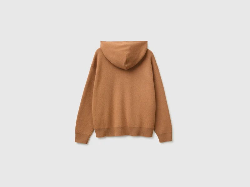 Cardigan mit Kapuze und Reißverschluss aus einem Woll-Kaschmir-Mischgewebe
