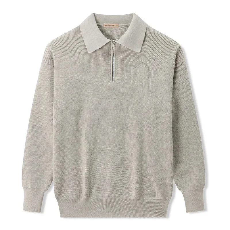 Elegant Knitted Zip Sweater
