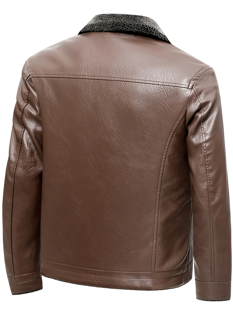 Elegant Fleece-Lined Leather Jacket