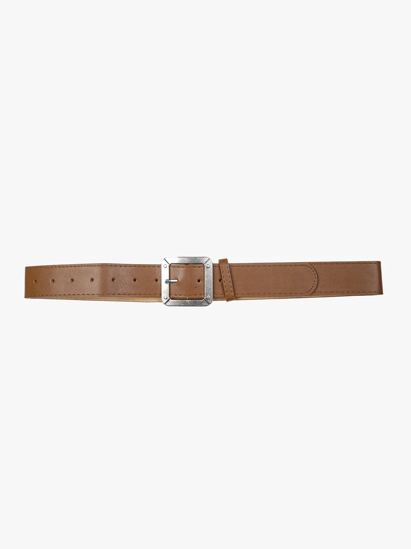Cintura donna in ecopelle con fibbia quadrata - cammello