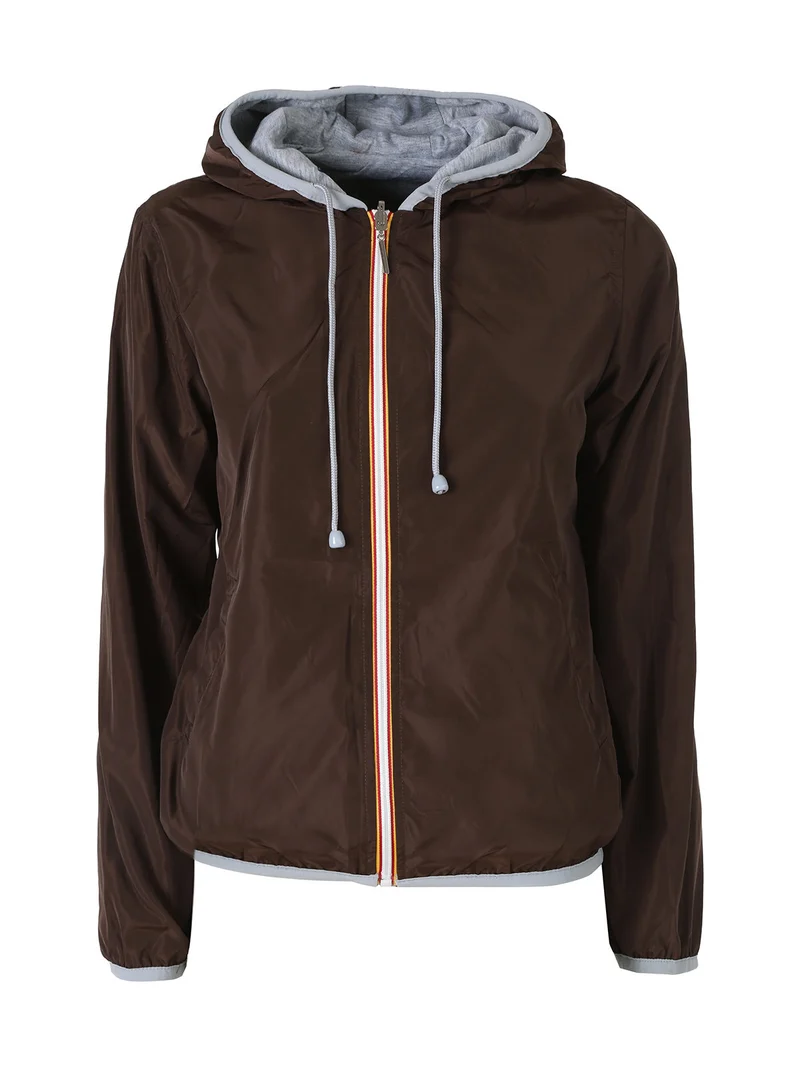 Giacca a vento da donna reversibile con cappuccio - moro
