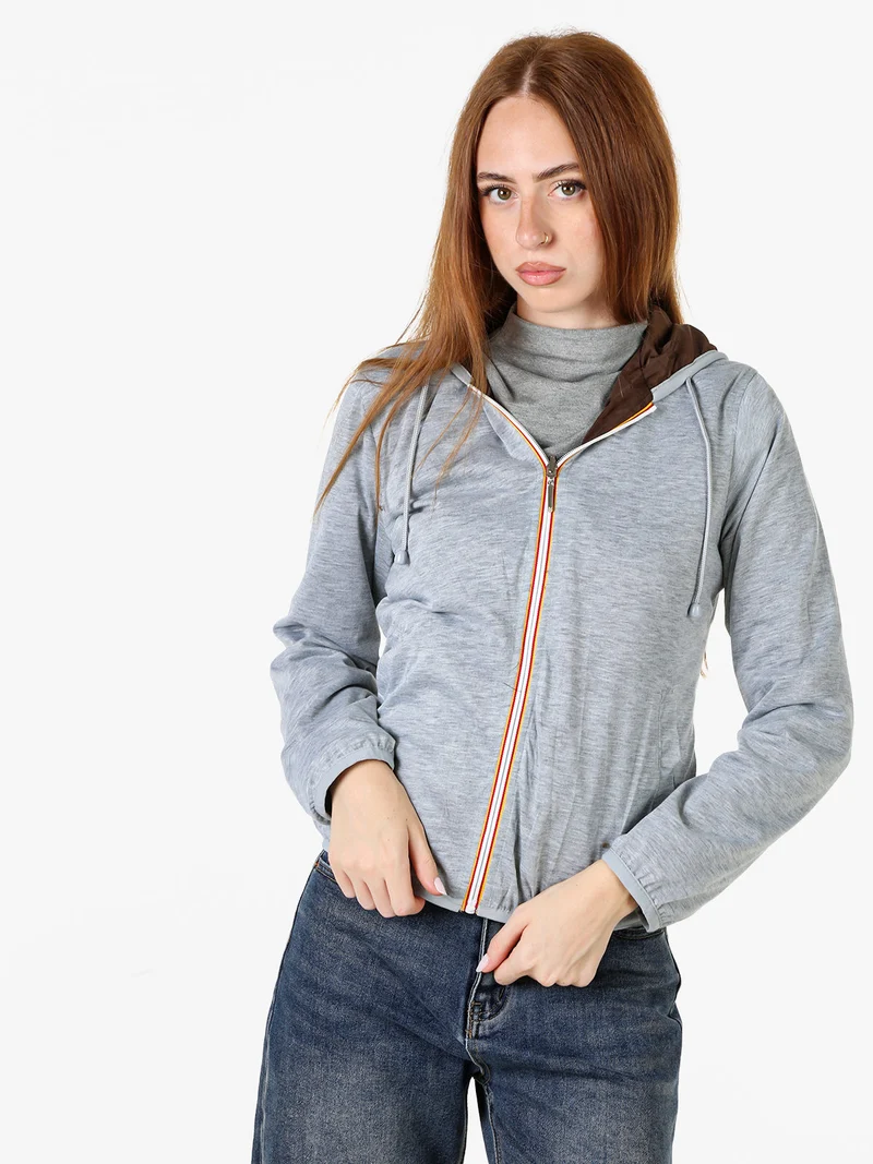 Giacca a vento da donna reversibile con cappuccio - moro