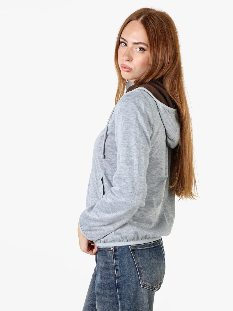 Giacca a vento da donna reversibile con cappuccio - moro