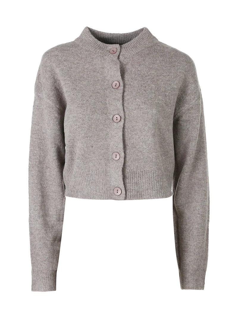 Cardigan da donna in maglia con bottoni - fango