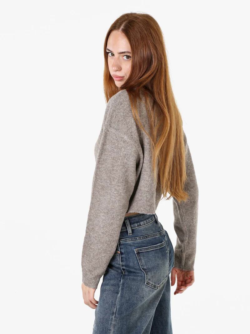 Cardigan da donna in maglia con bottoni - fango