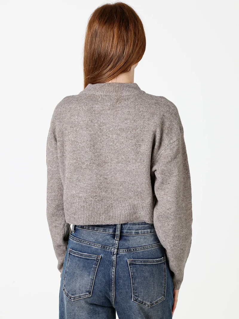 Cardigan da donna in maglia con bottoni - fango