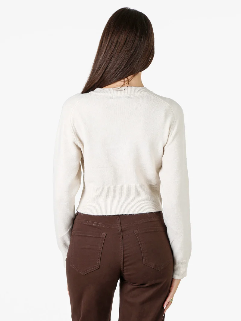 Cardigan donna in maglia con bottoni - beige