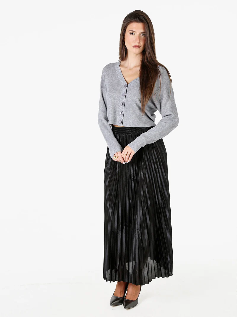 Cardigan donna con bottoni e scollo a V - grigio