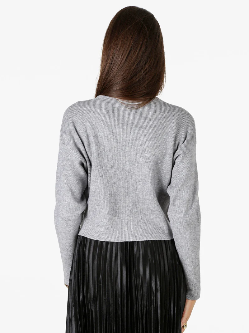 Cardigan donna con bottoni e scollo a V - grigio