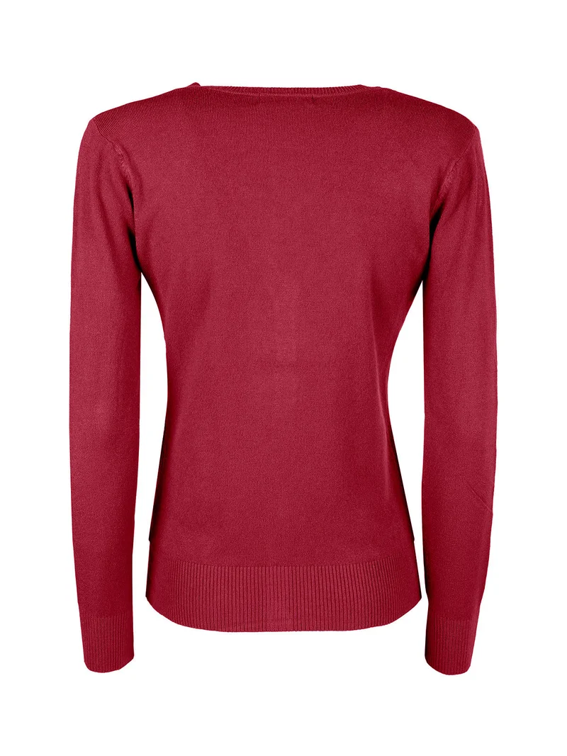 Cardigan donna in maglia con bottoni - bordeaux