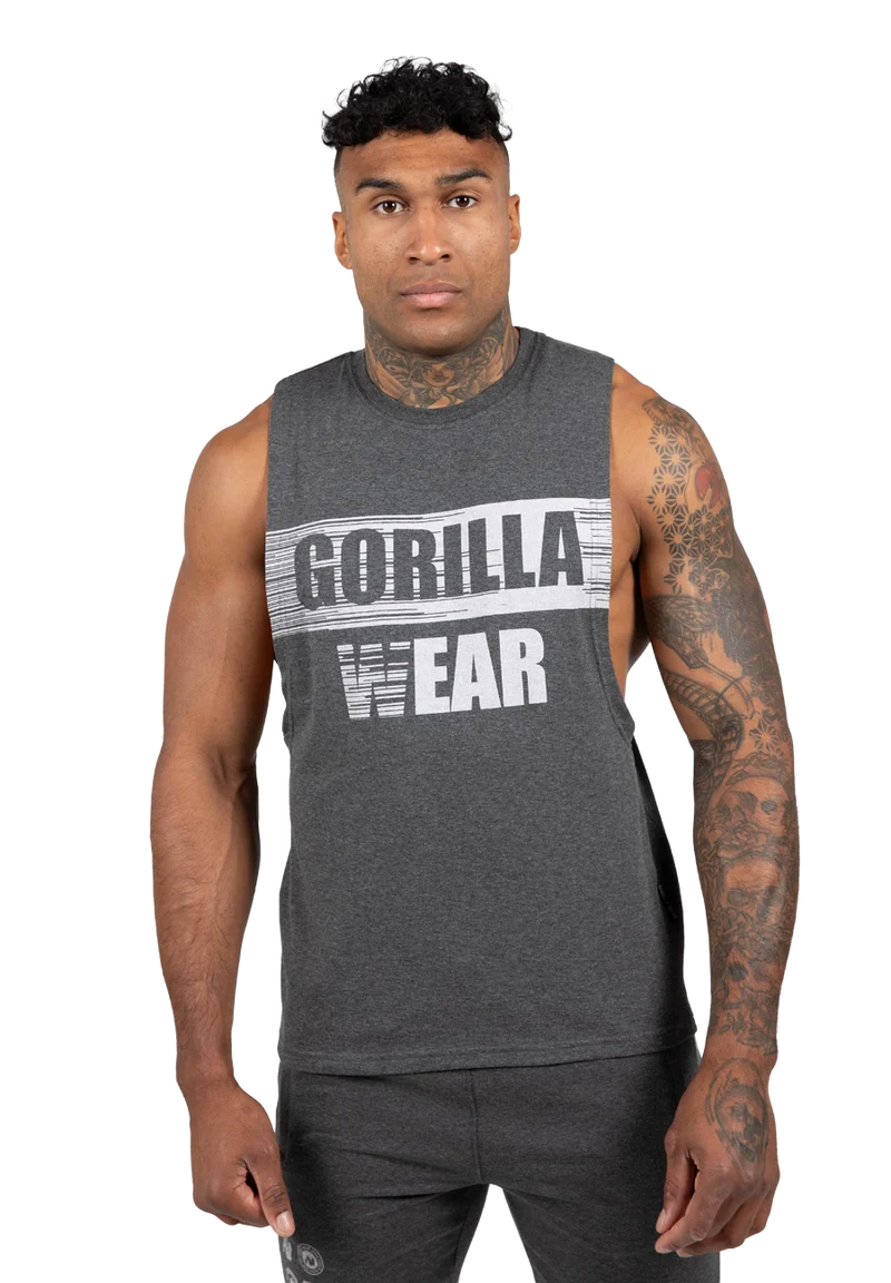 Lopez Drop Armhole Tank Top - Dark Gray Melange