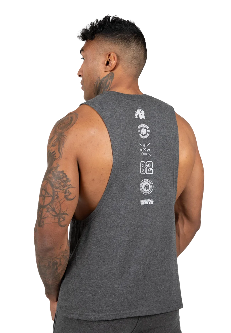 Lopez Drop Armhole Tank Top - Dark Gray Melange