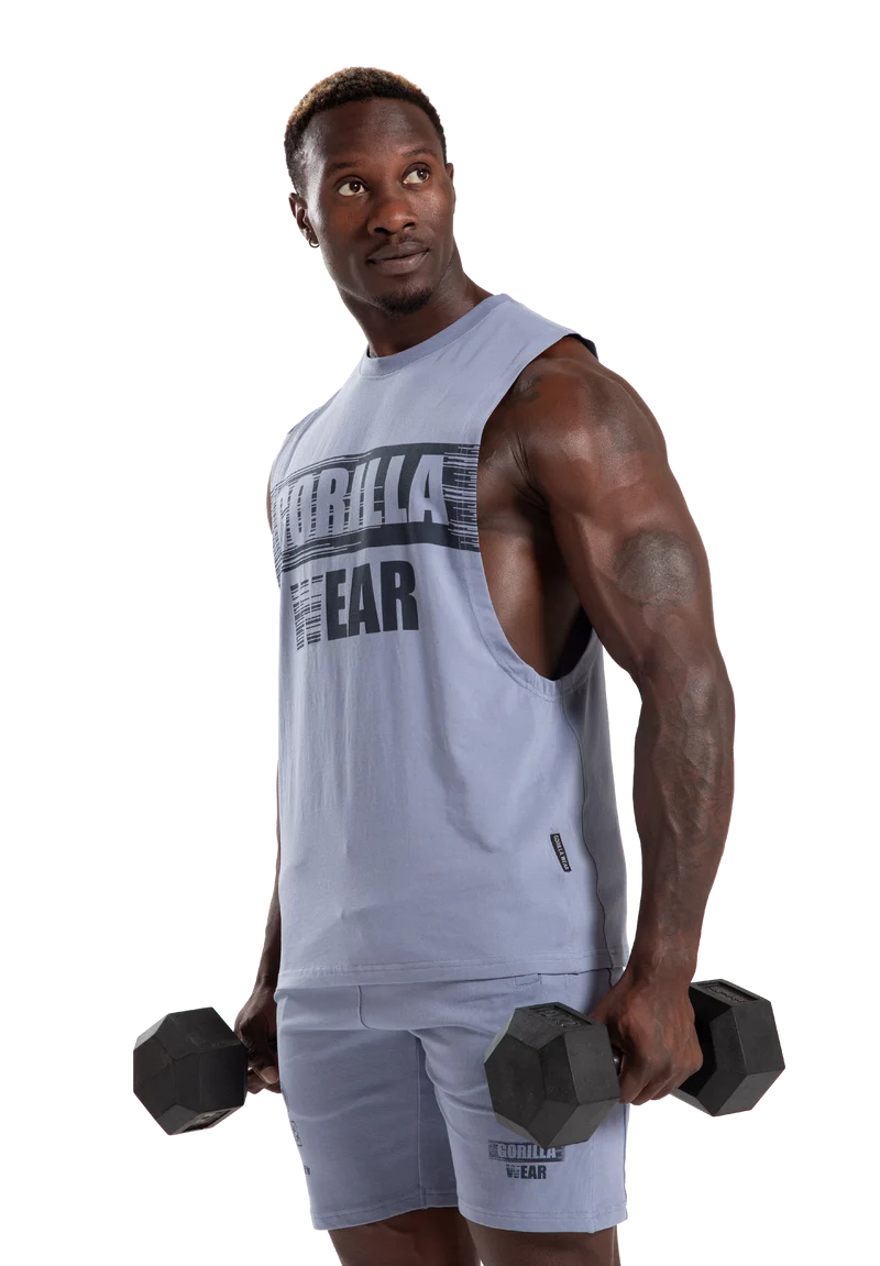Lopez Drop Armhole Tank Top - Stonewash Blue