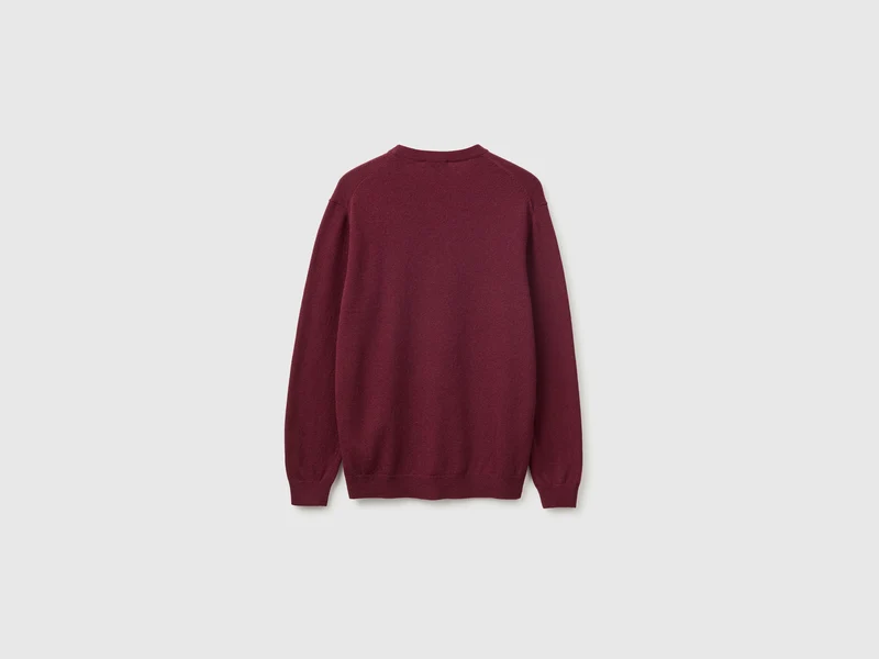 Burgunderfarbener Pullover aus reiner Merinowolle