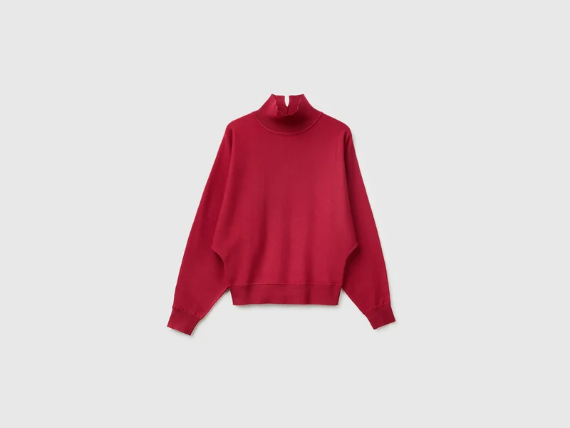 Pullover mit hohem Kragen und Fledermausärmeln
