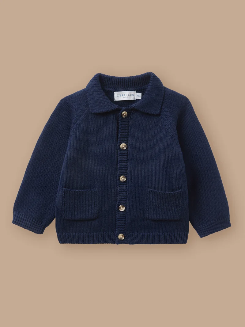 Baby-Cardigan mit Polo-Kragen