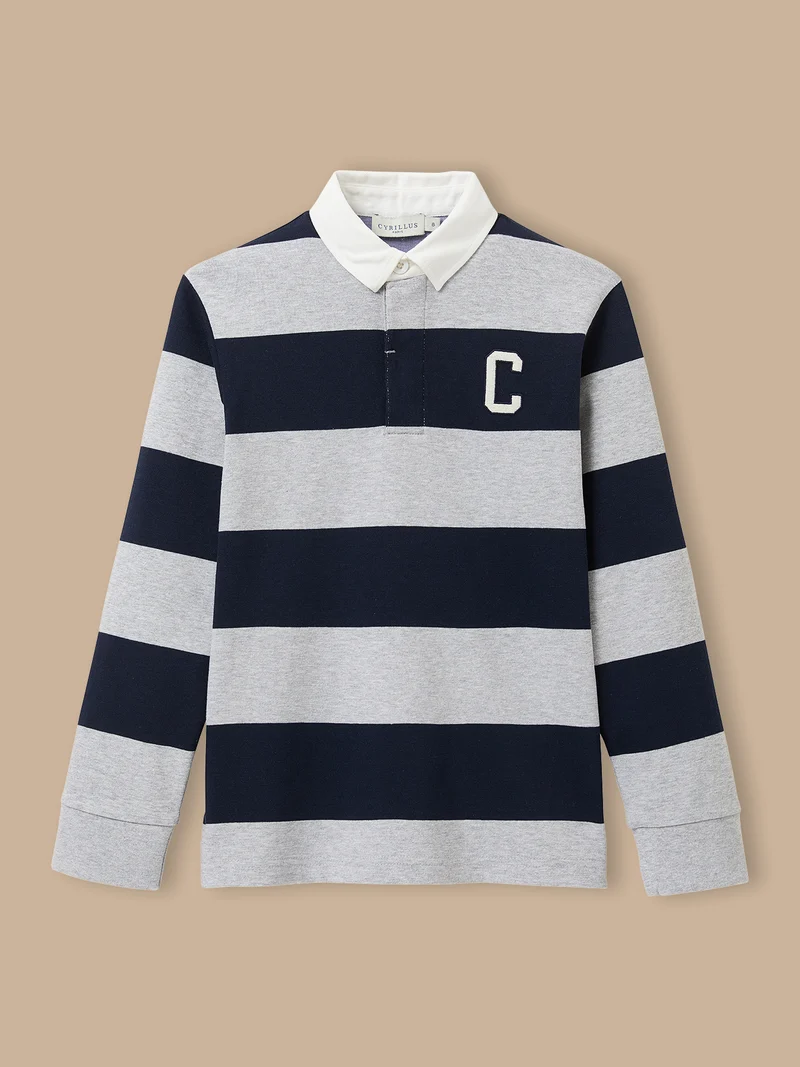 Jungen Rugby-Poloshirt, gestreift