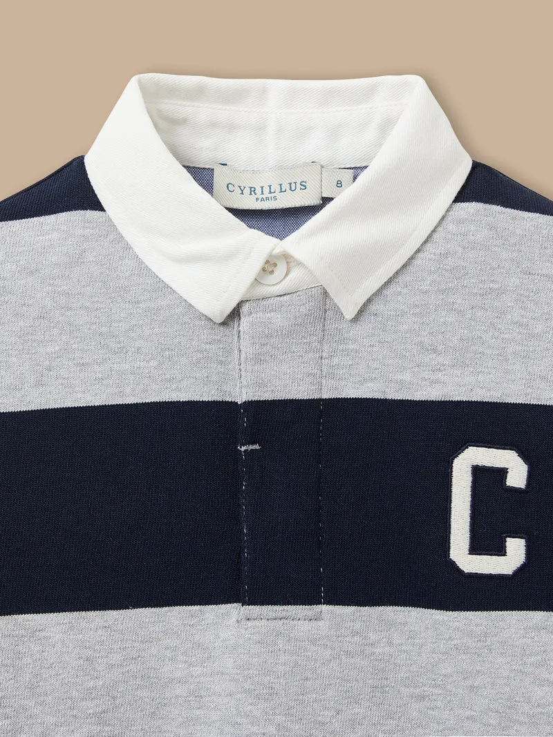Jungen Rugby-Poloshirt, gestreift