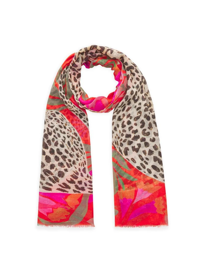 Schal aus feiner Baumwollmischung mit Leopard-Motiv