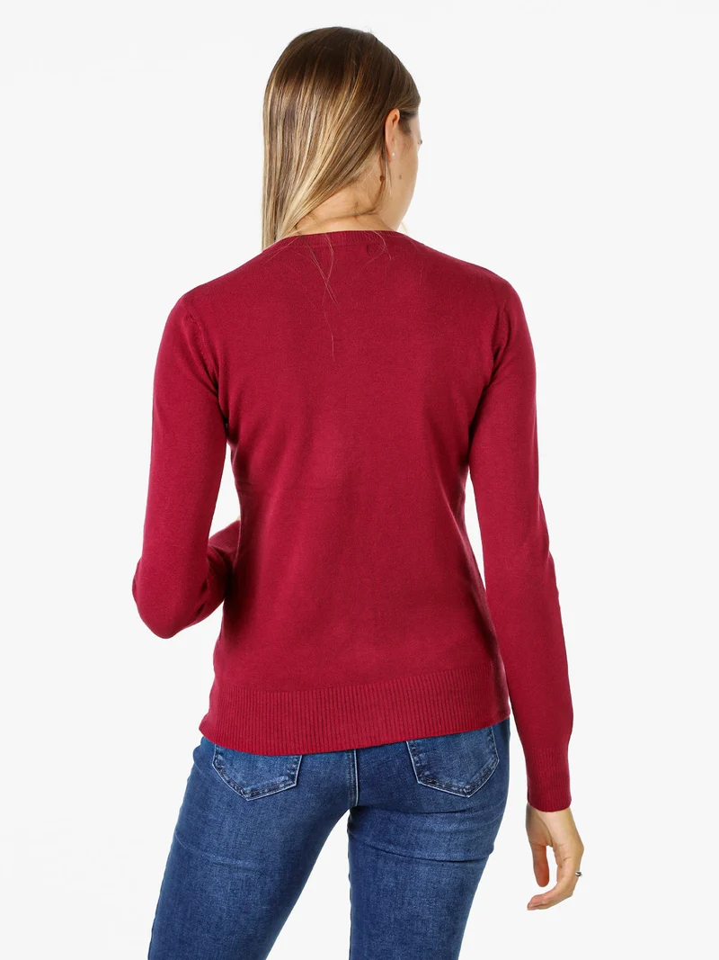 Cardigan donna in maglia con bottoni - bordeaux