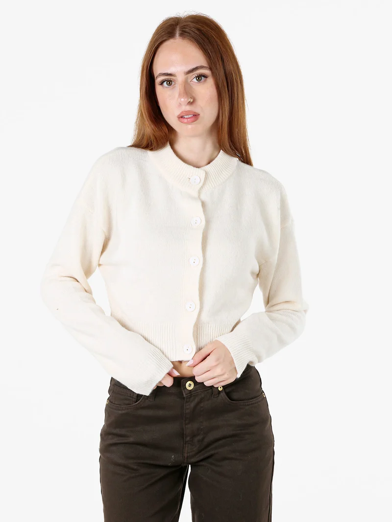 Cardigan da donna in maglia con bottoni - beige