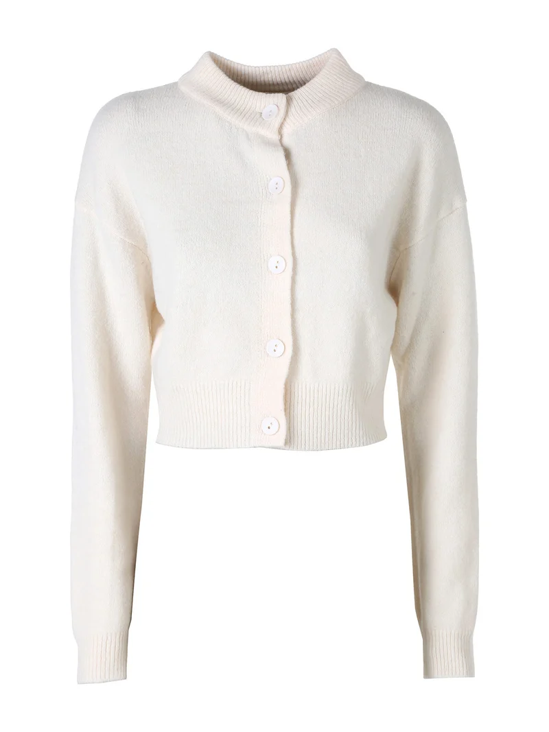 Cardigan da donna in maglia con bottoni - beige