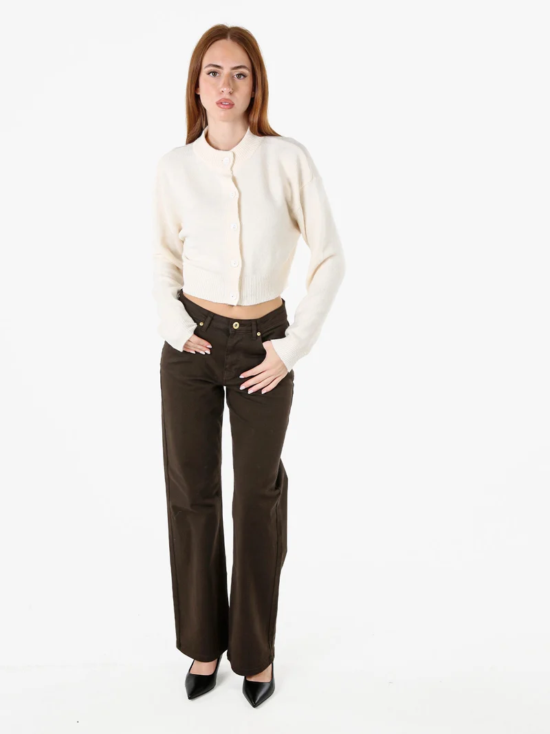 Cardigan da donna in maglia con bottoni - beige