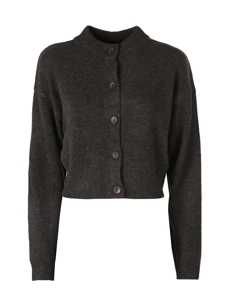 Cardigan da donna in maglia con bottoni - moro