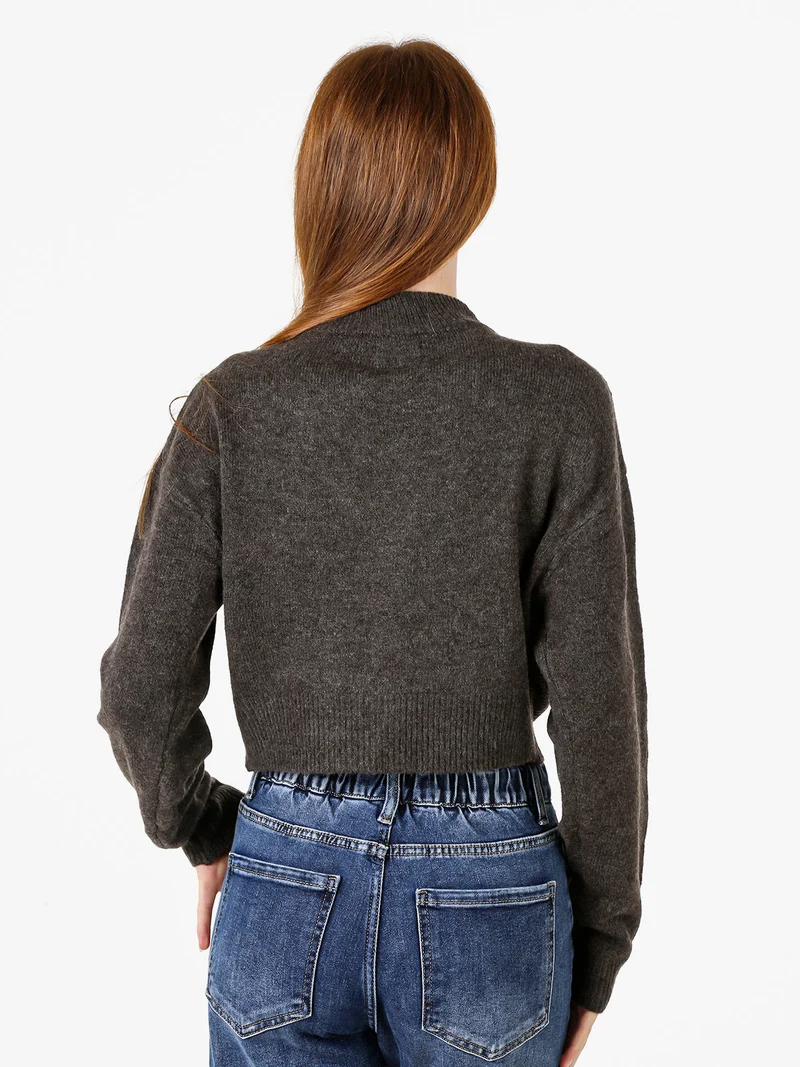 Cardigan da donna in maglia con bottoni - moro