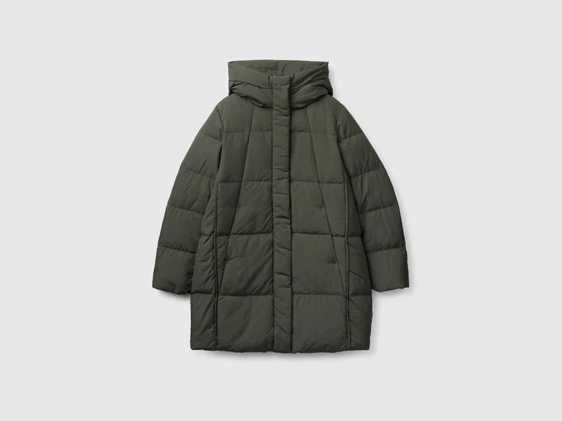 Midi Daunenjacke mit Kapuze