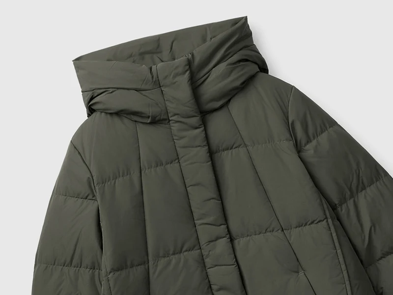 Midi Daunenjacke mit Kapuze