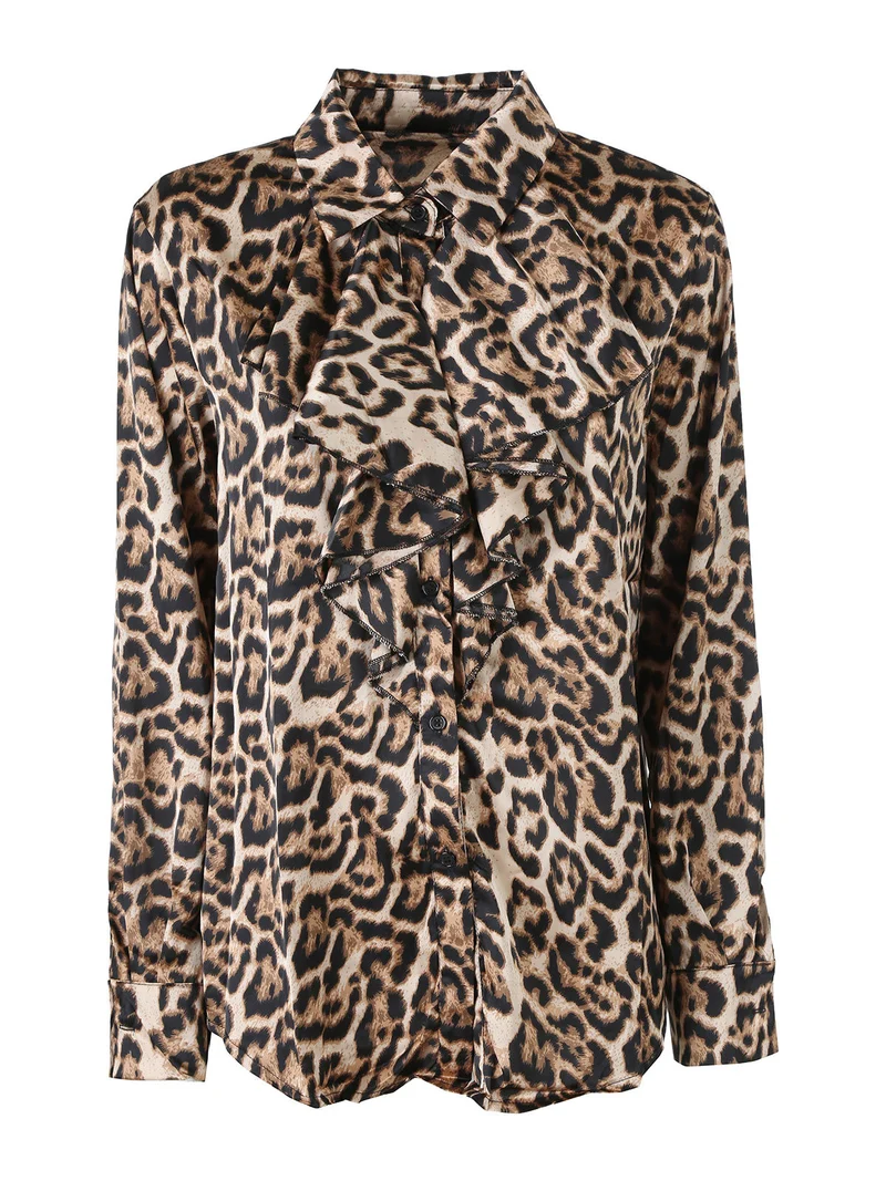 Camicia donna animalier a maniche lunghe - multicolore