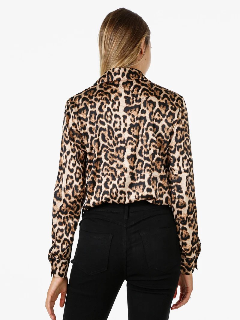 Camicia donna animalier a maniche lunghe - multicolore
