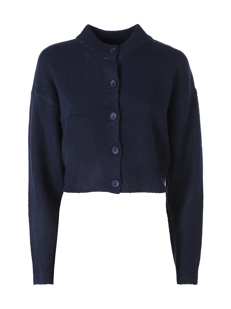 Cardigan da donna in maglia con bottoni - blu scuro