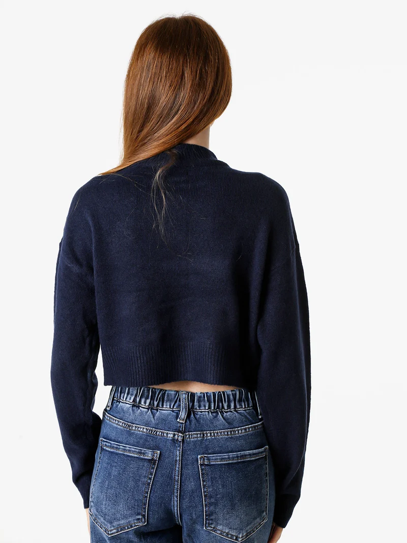 Cardigan da donna in maglia con bottoni - blu scuro