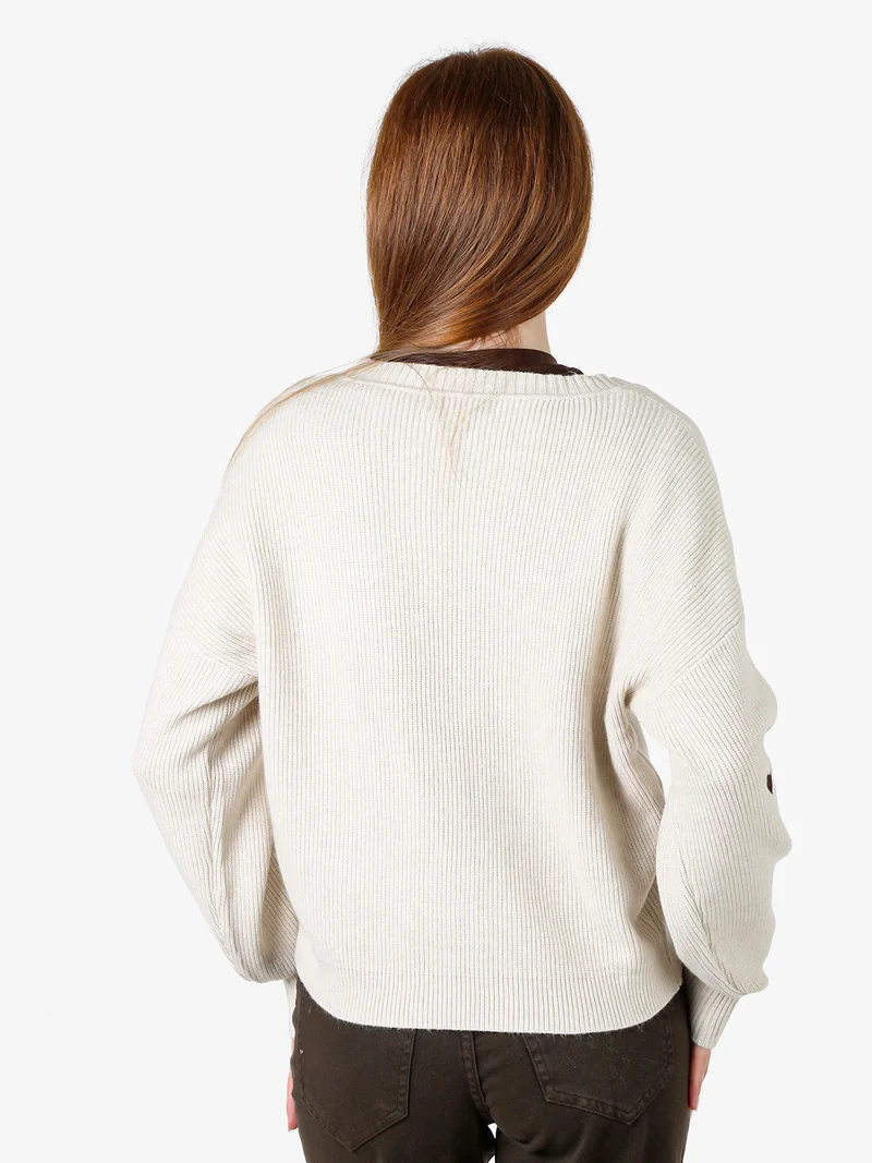 Cardigan da donna in maglia con bottoni a cuore - beige