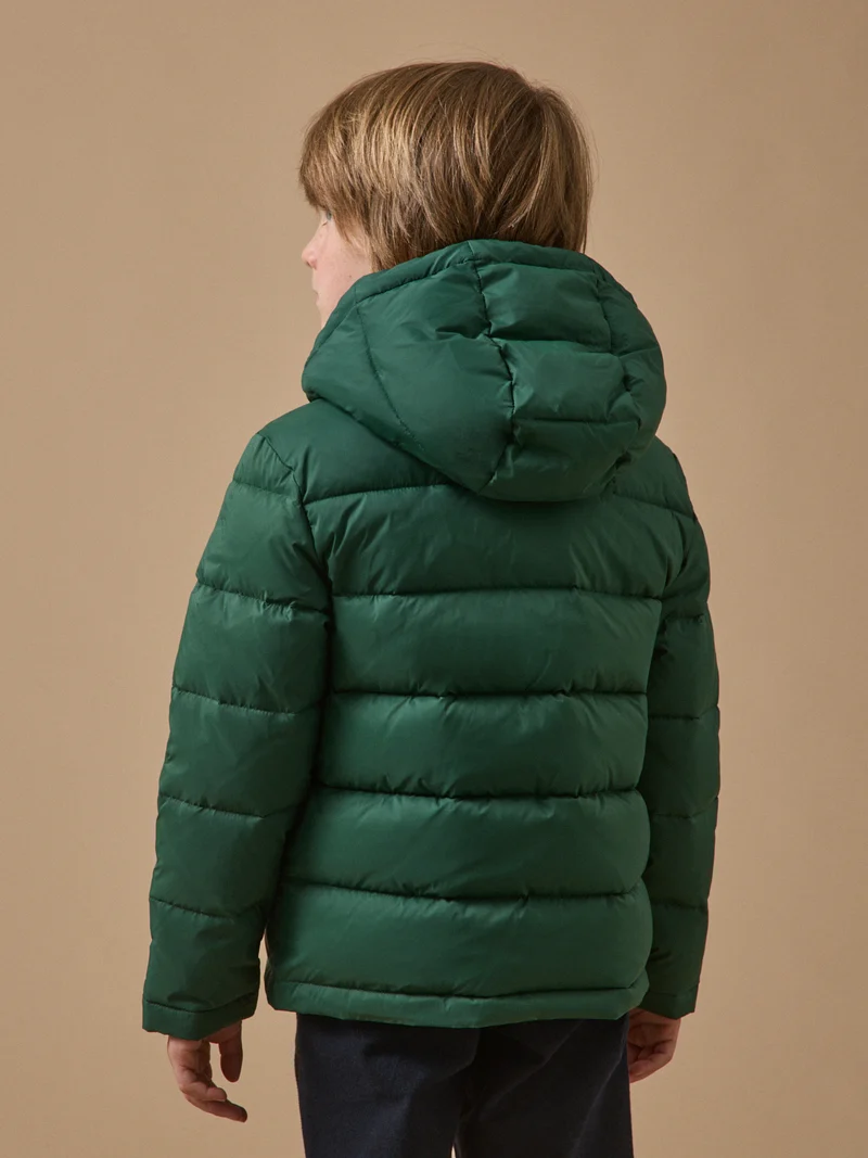 Jungen-Daunenjacke mit Federn und Daunen, wendbar