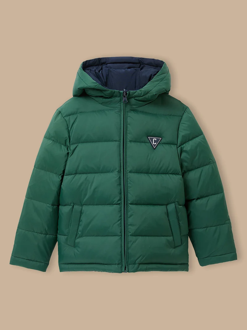 Jungen-Daunenjacke mit Federn und Daunen, wendbar