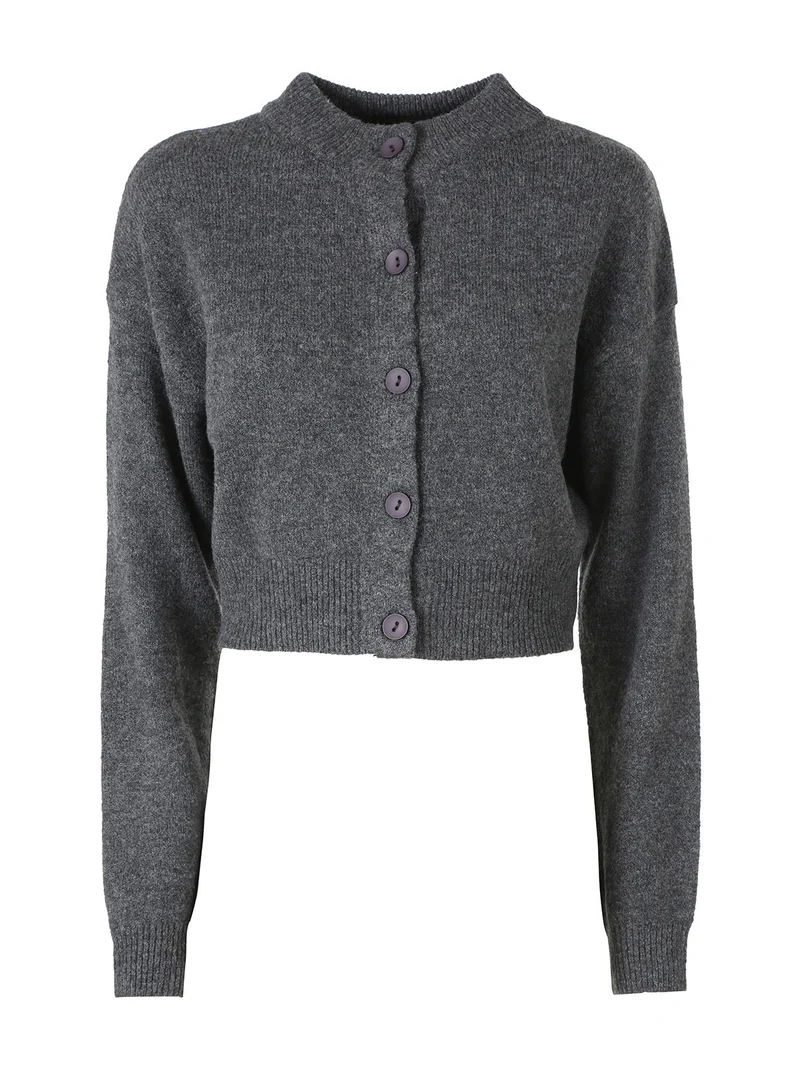 Cardigan da donna in maglia con bottoni - grigio