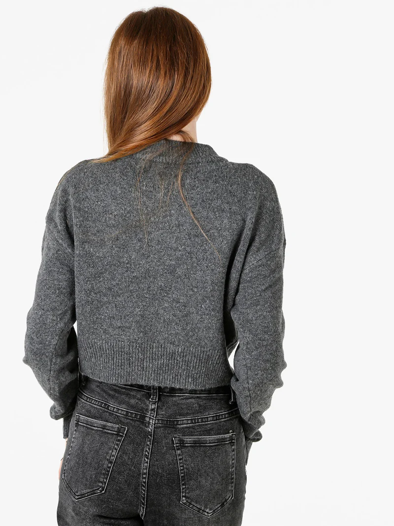 Cardigan da donna in maglia con bottoni - grigio
