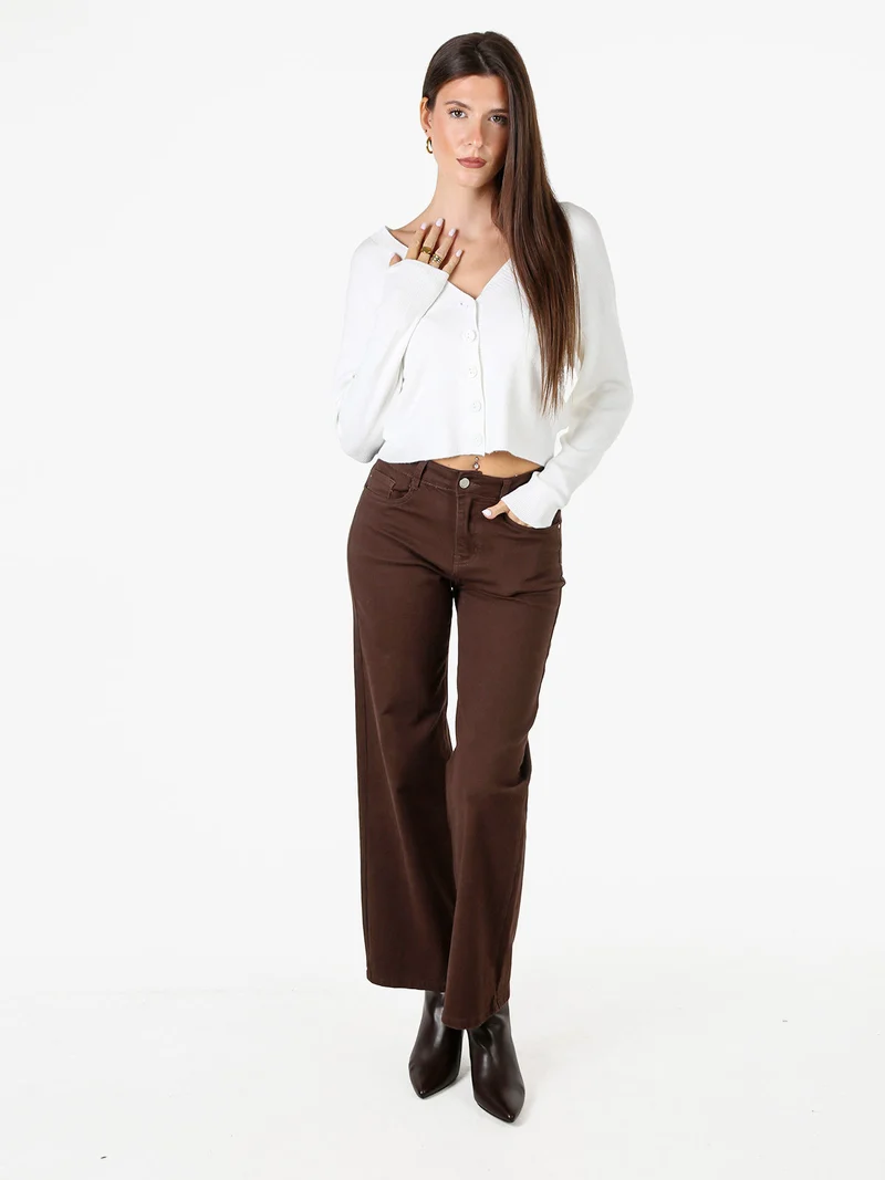 Cardigan donna con bottoni e scollo a V - bianco